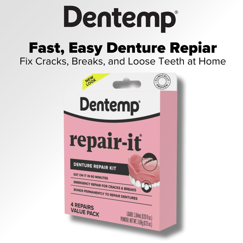 Denture Repair Kit Fix Broken Dentures Mend Cracks Replace Loose Teeth