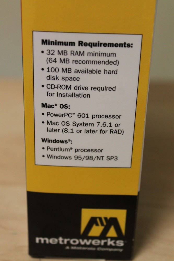 CODE WARRIOR Ver1 Learning Edition C/C++ / JAVA In Original Big Box for PC & MAC