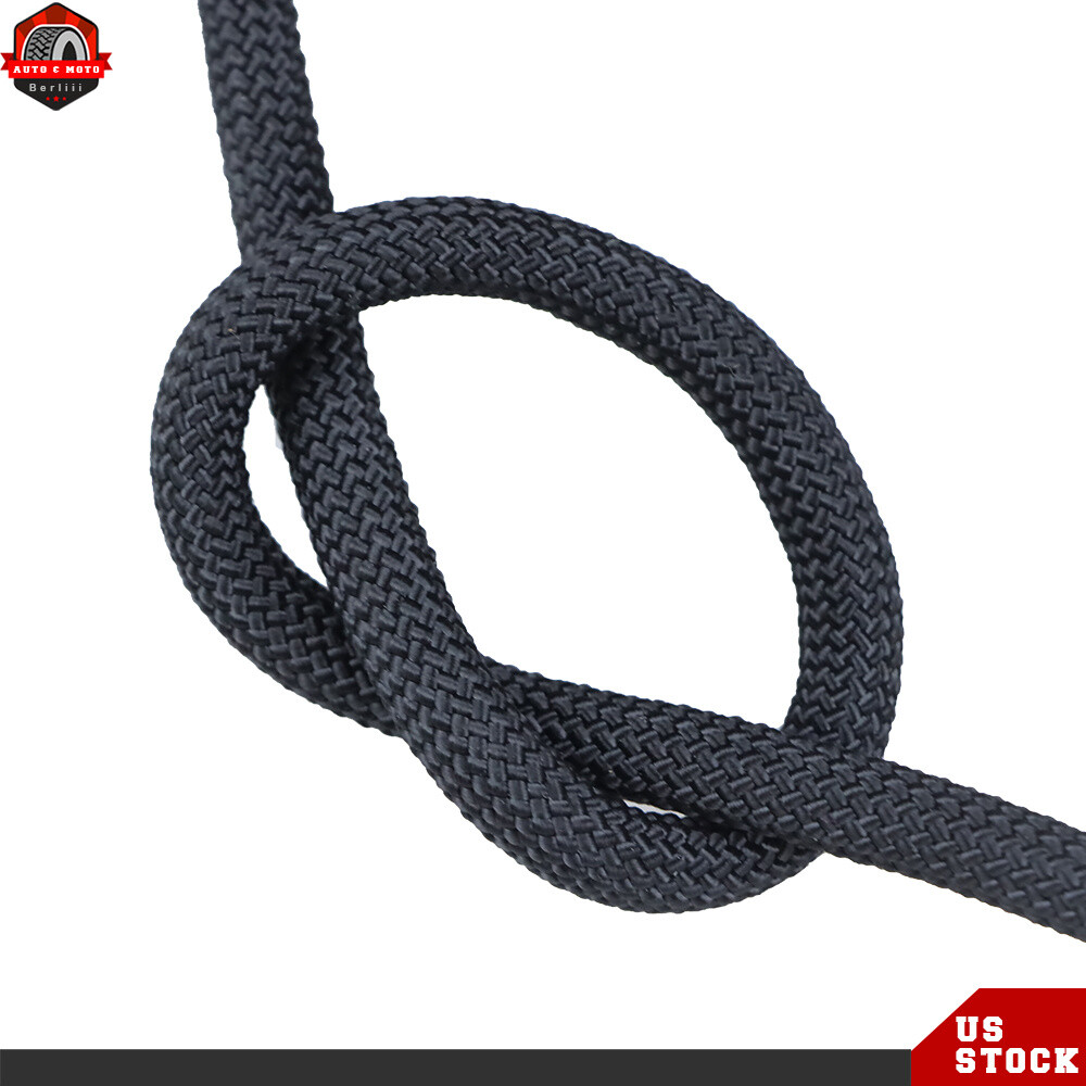 3/8" × 100' Black Polyest Rope High Strong Pulling 3520Lbs Braided Rope
