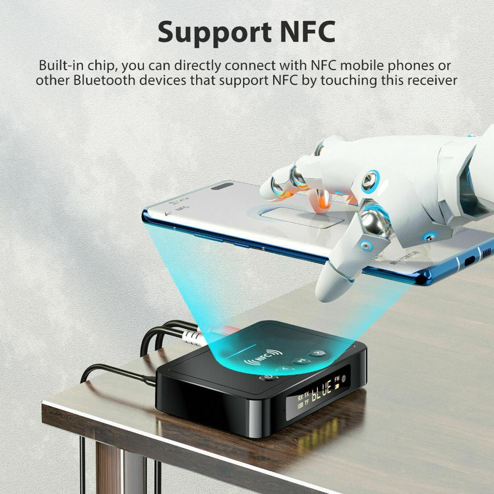 NFC Multi-Function Wireless Bluetooth 5.0 Transmitter Receiver Adapter 3.5mm AUX