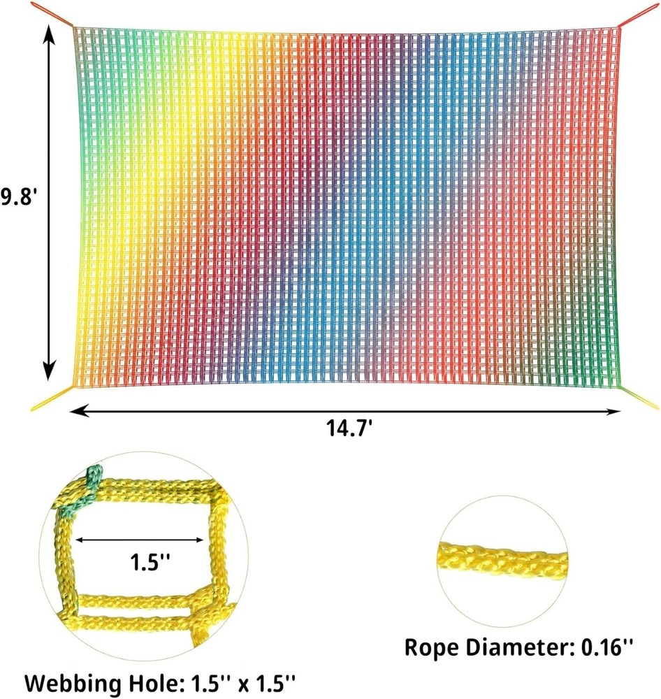 Easy-Install Double Layer Climbing Net 14.7' x 9.8' - Perfect for Backyard Play