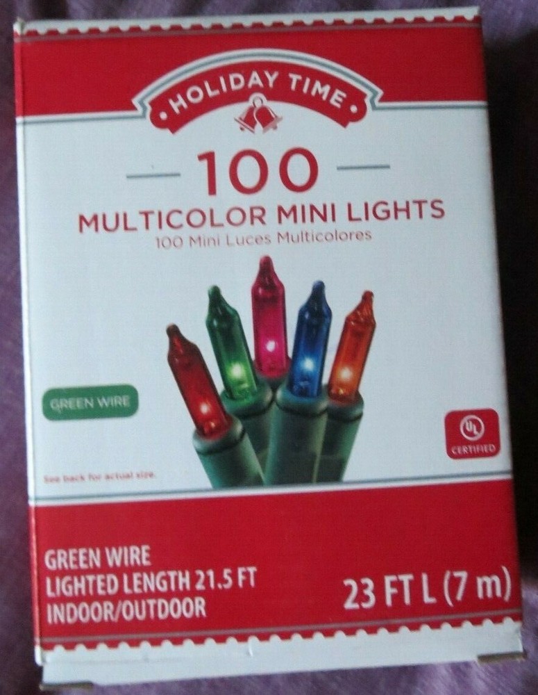 Holiday Time 100 Multicolor Mini String Lights Multi Color Green Wire Christmas