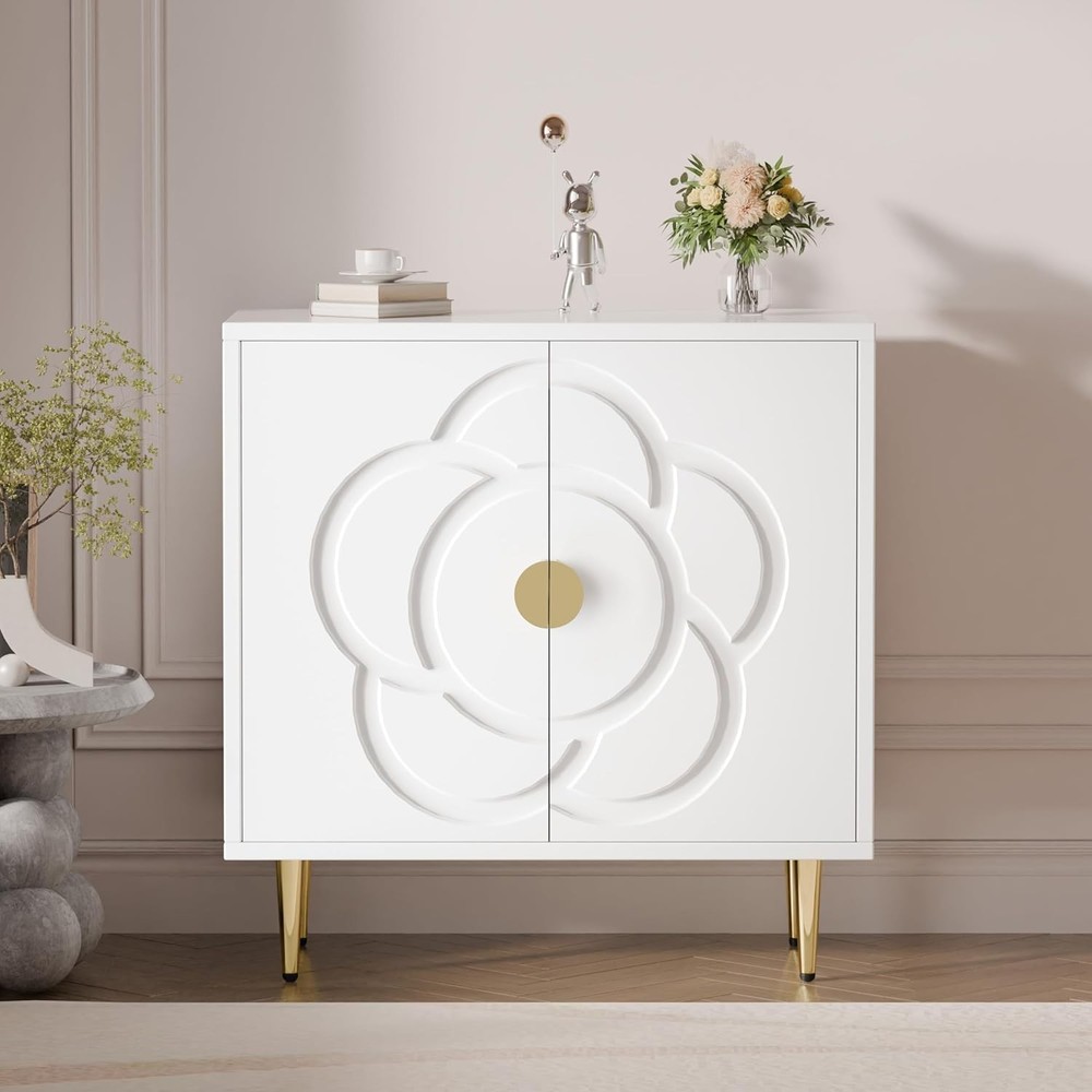 Stora Cabinet, Modern Cabinet with Decorative Flower Pattern