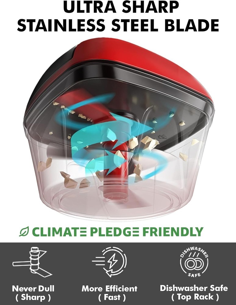 Manual Food Processor Vegetable Chopper, Pull Chopper with String, Food Chopper