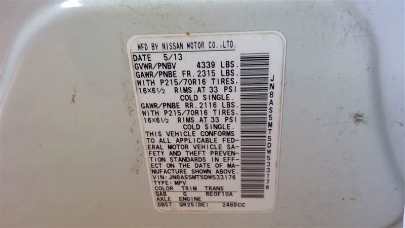 ROGUE 2013 Fuse Box Cabin 6768