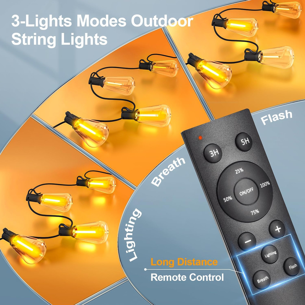 Outdoor String LED Patio Lights - 100Ft 30M outside Waterproof Light with Remote
