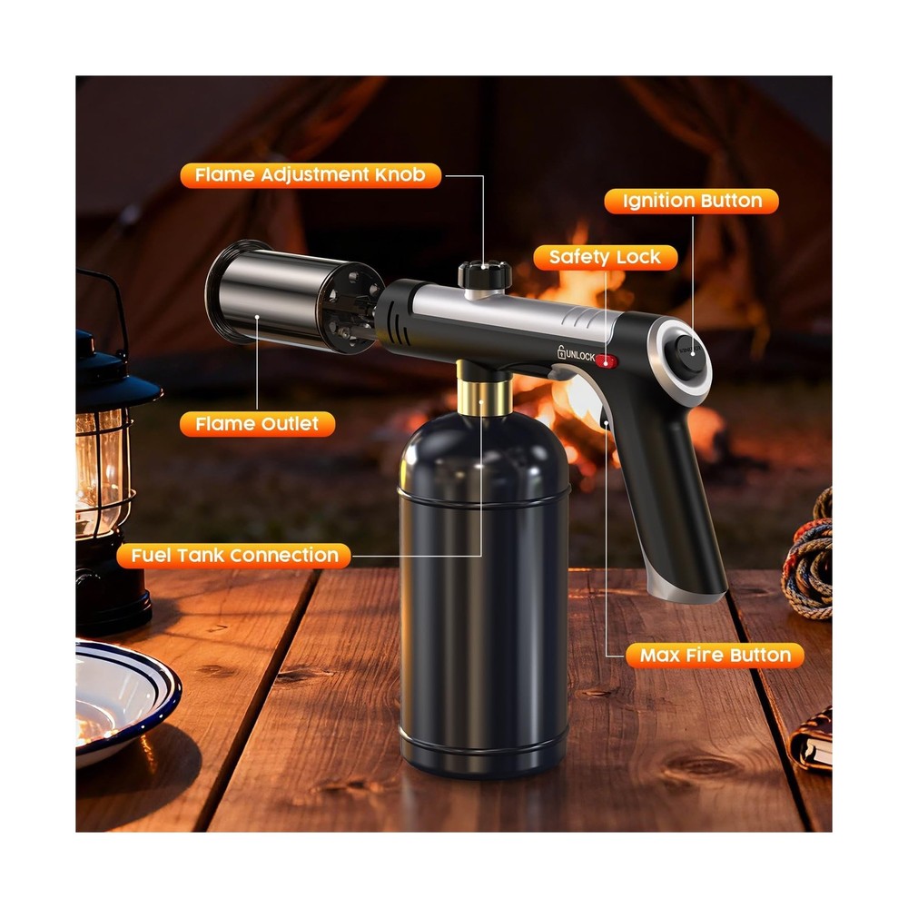 Turn Raise Propane Torch Gun - Max Fire Heavy Duty Flame Thrower