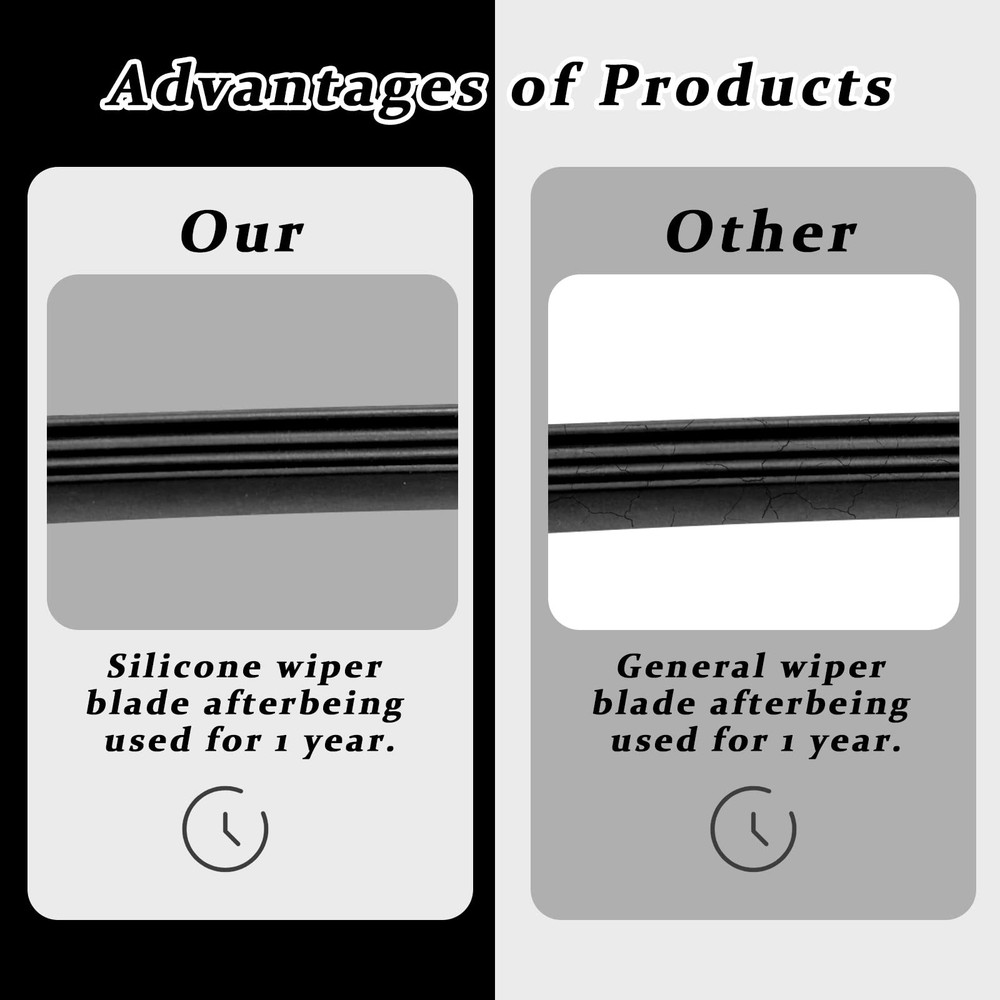 4PCS Windshield Wiper Blade Refills Adjustable Universal Silicone Strips 25Inch