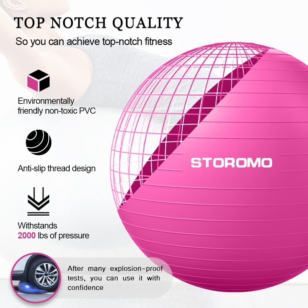Exercise Ball,Yoga Ball(with Exercise Tutorial)，Extra Thick Non-Slip,Holds 25...