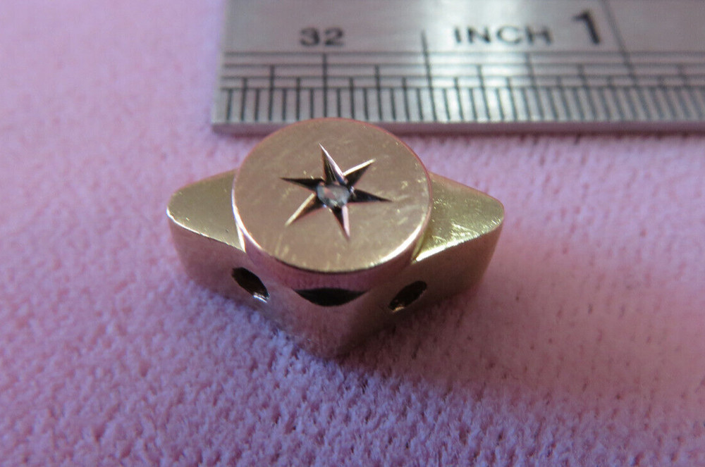 14K Solid Y. Gold Diamond Chip Slide Charm for Bracelet  2.15 Grams