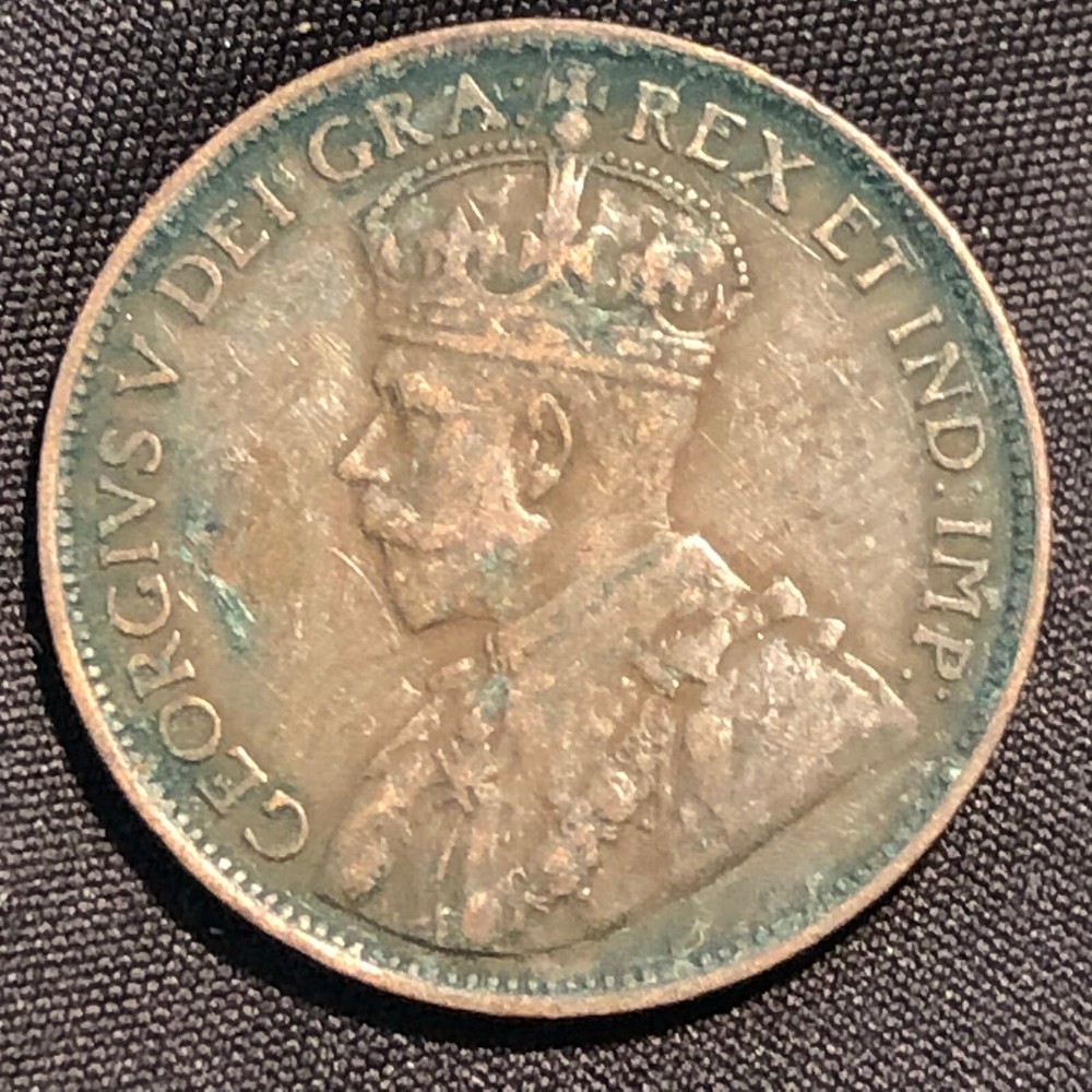 1920 Canada 1 Cent Bronze Coin - VF (Very Fine) condition