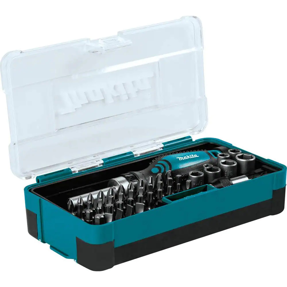 47 Piece Ratchet & Bit Set Phillips Torx Slotted Hex Square Bits Sockets Case
