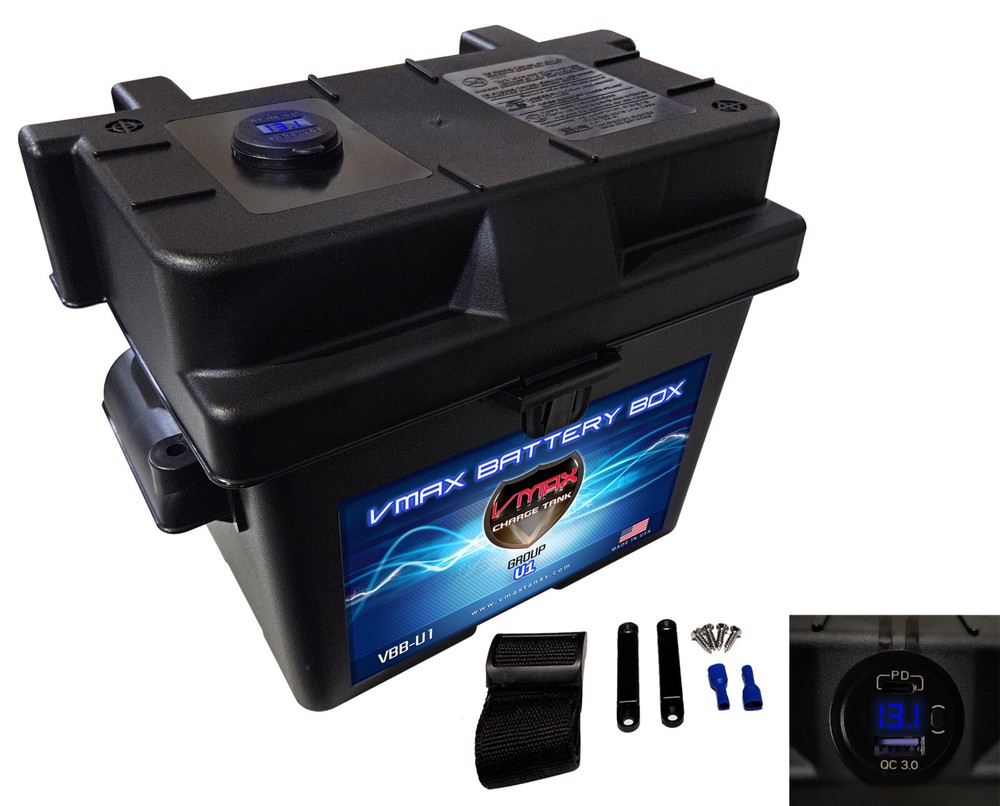 Marine Boat U1 Smart vanted Battery Box w/ USB USBC Voltmeter Electronics Backup