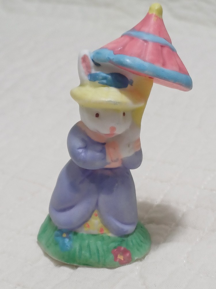 Mrs Rabbit Mini Rare Ceramic Easter Decorative Figurines  2.5 In