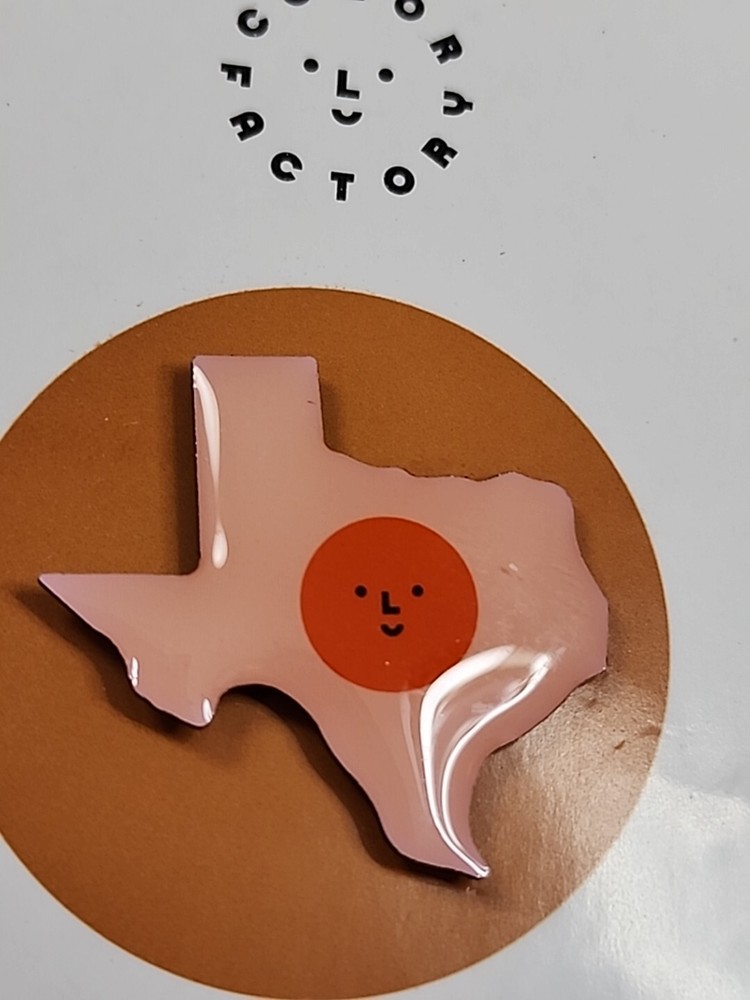 Texas Lapel Pin Orange Smiling Face