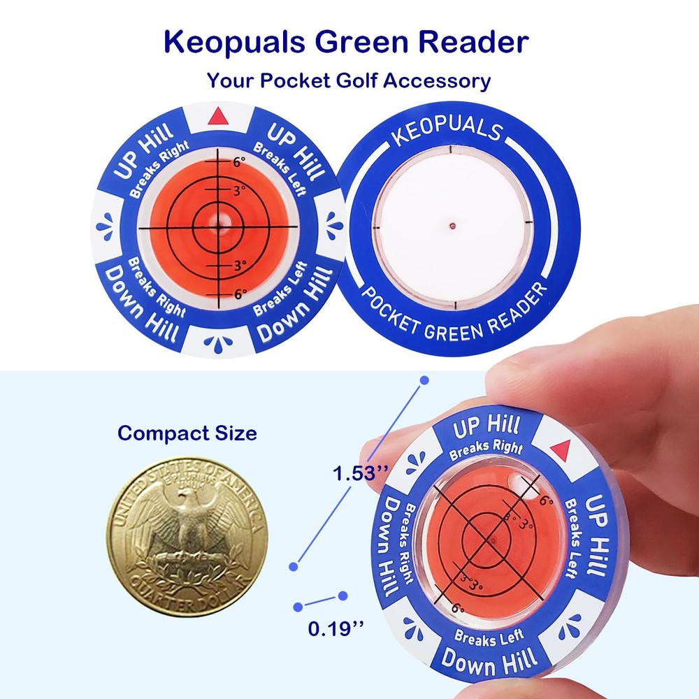 Golf Green Reader - Golf Ball Markers with Level Golf Accessories Golf Puttin...