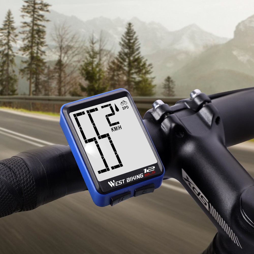 WEST BIKING Wireless Bicycle Computer Waterproof Bike Odometer Speedometer Blue