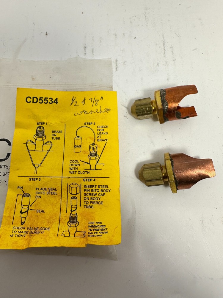 2pc C&D CD5534 Braze On Self Piercing Copper Saddle Valve