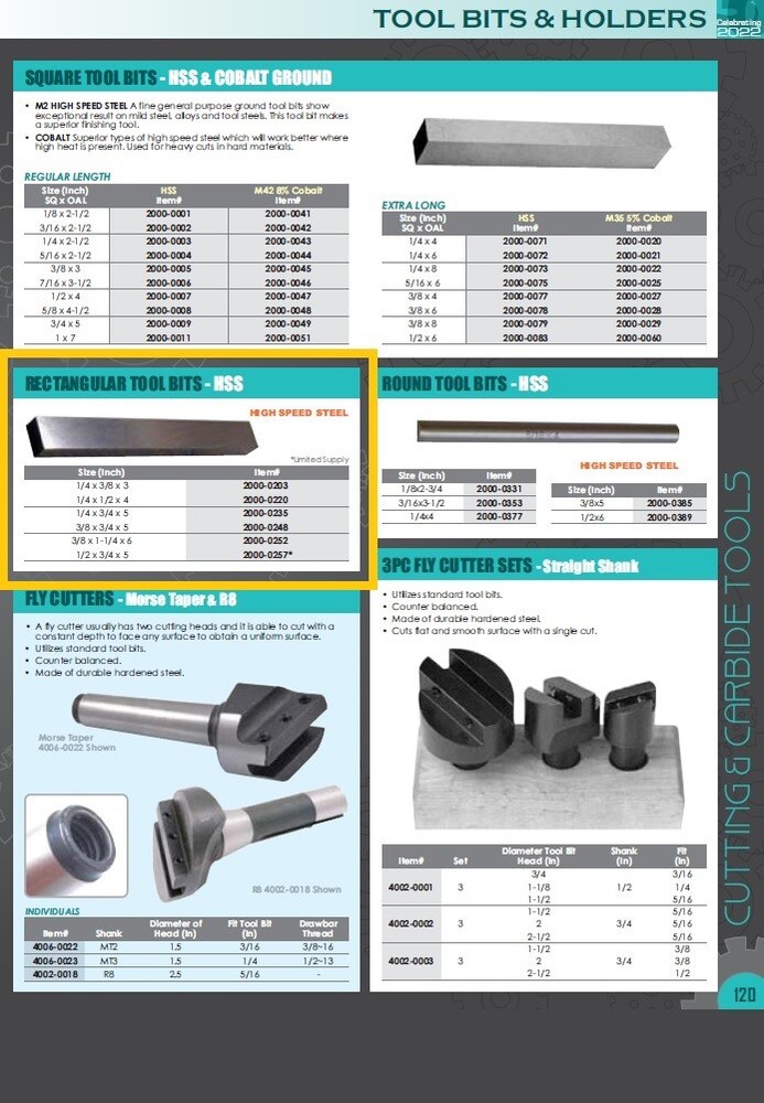 1/4 X 3/4 X 5" HIGH SPEED STEEL RECTANGULAR TOOL BIT (2000-0235)