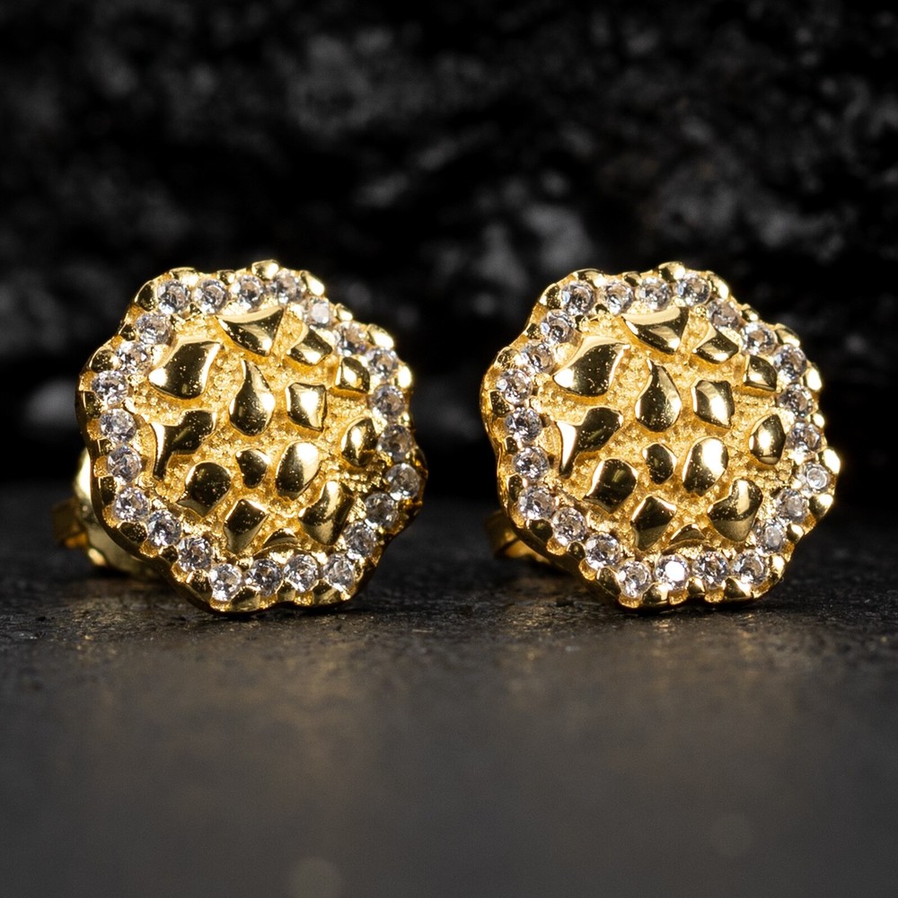 Gold Plated Sterling Silver Screw Back Post Nugget Screw Back Stud Earrings