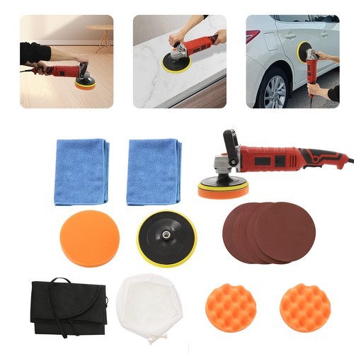 Car Polishing Machine, Car Polishing Machine Set with 7 Variable Speeds, Red