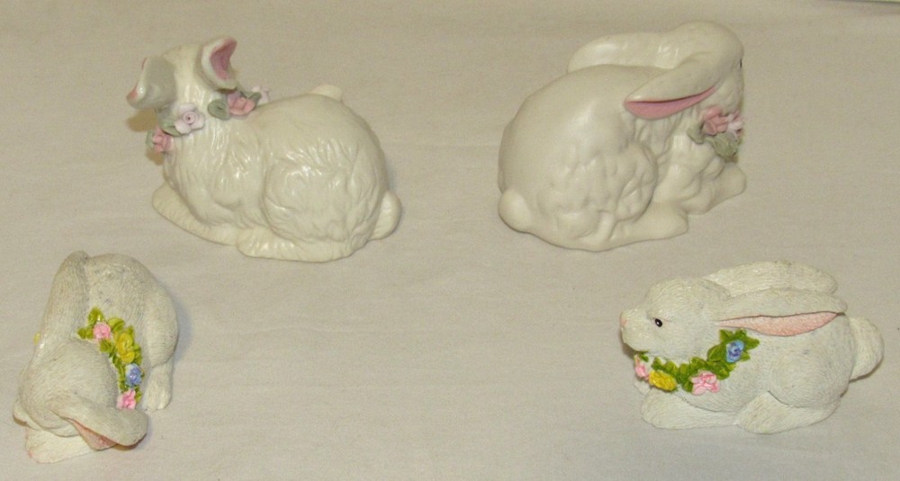 Decorative Ceramic Easter Bunnies - Set of 4 'Forest Creek Gems'