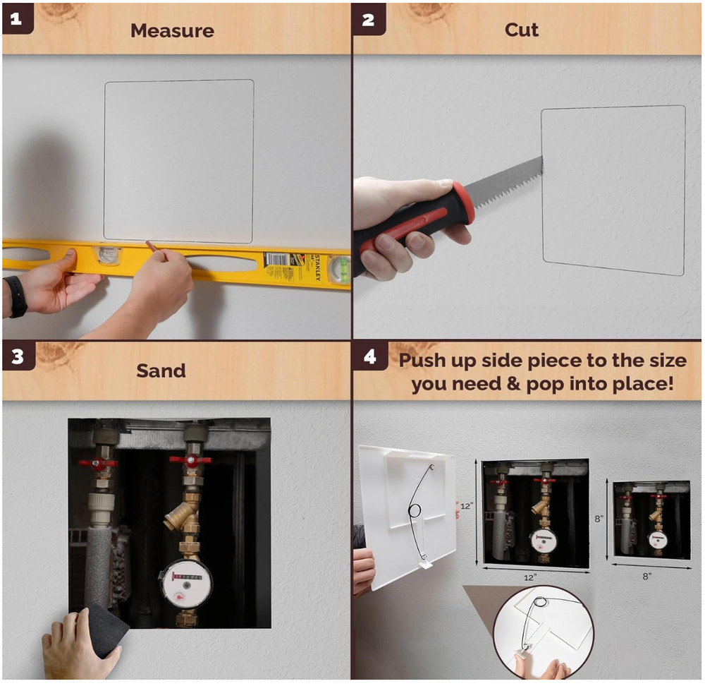 4 Pack Morvat 14x14 Adjustable Spring Access Panel for Drywall & Ceiling