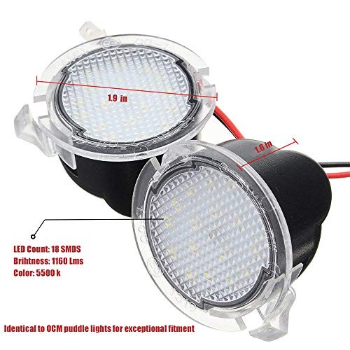 2PC Full LED Side Under-Mirror Puddle Light Lamp Assembly Replacement White