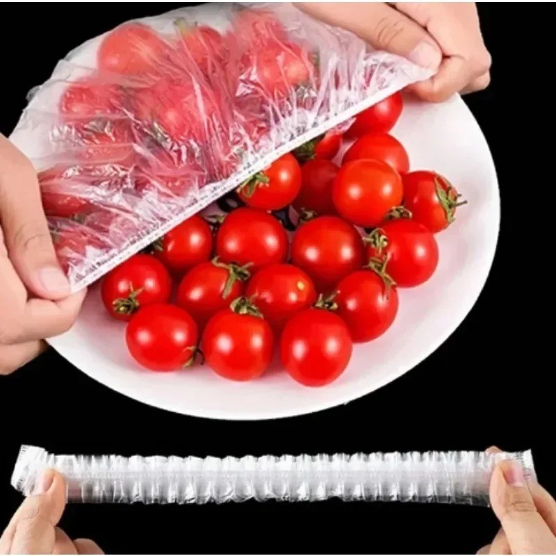 500pcs Reusable Elastic Food Covers, Clear Stretchable Plastic, Thickened
