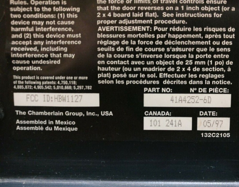 CHAMBERLAIN  41A4252-6D  41A4252 Logic Board Mail In Repair