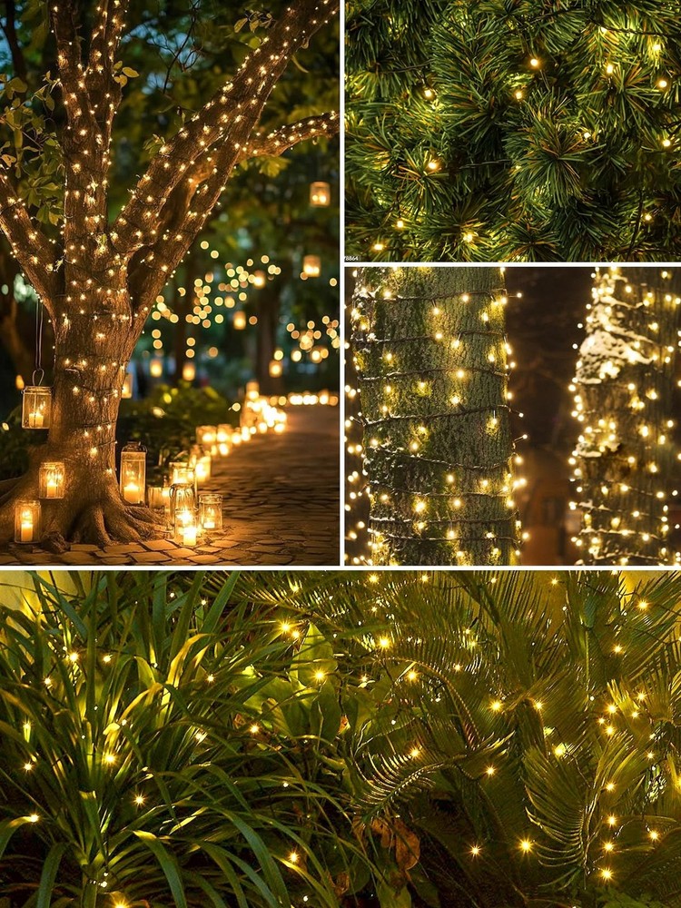 2 Pack 200 LED Solar String Lights for Outside, Solar Christmas Lights Outdoo...