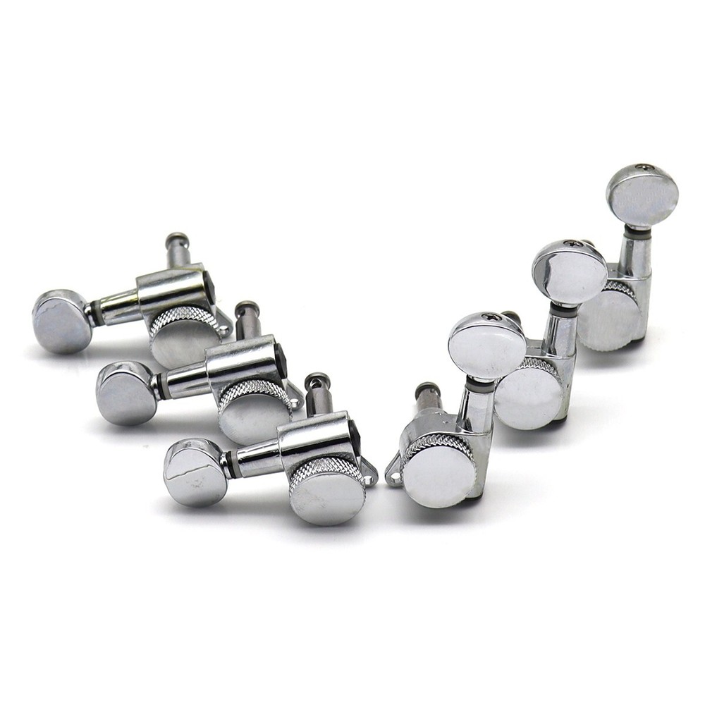 6L OVAL Button Electric Guitar Locking Tuning Pegs Tuners Machine Head Chrome