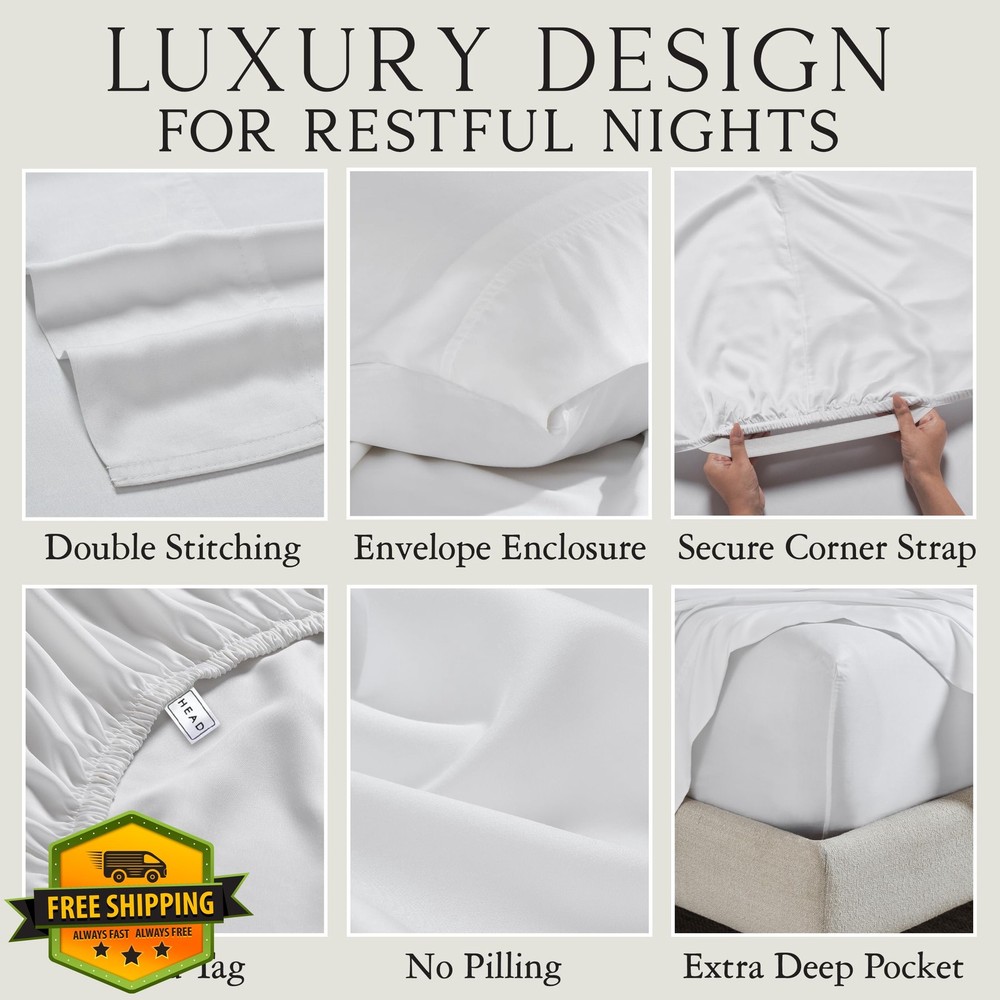 KARISSA MAE Cooling Bamboo Viscose Queen Pillowcase Set 2 White