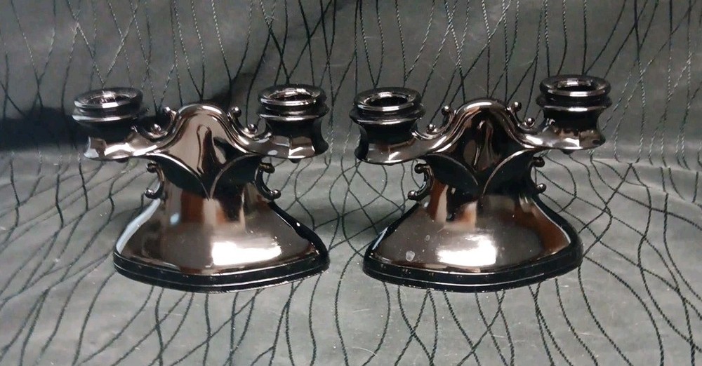 Vintage LE Smith Black Double Candle Holders