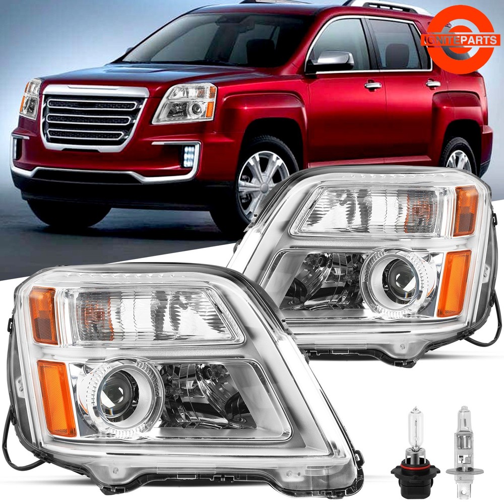 For GMC Terrain 10-15 W/Bulb Projector Headlights Assembly Left + Right Headlamp