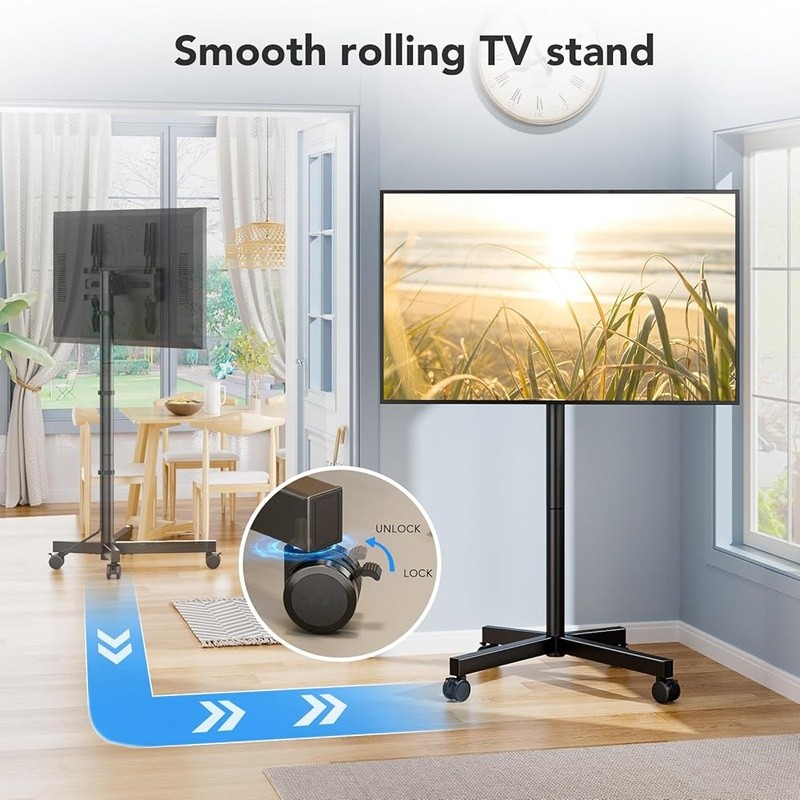 Universal Rolling TV Stand Height Adjustable Mobile Cart TVs New