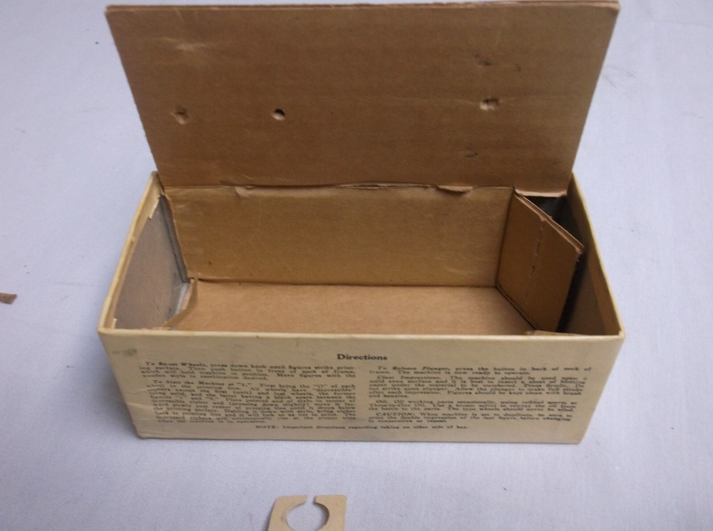 Rare Vintage Bates 6 Wheel Numbering Machine box with Documentation