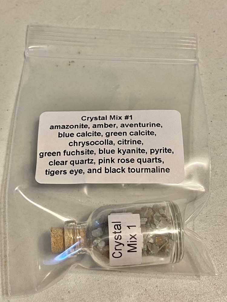 Crystal Mix #1 Gemstones Mini Gemstone Bottles with 14 Different Crystals