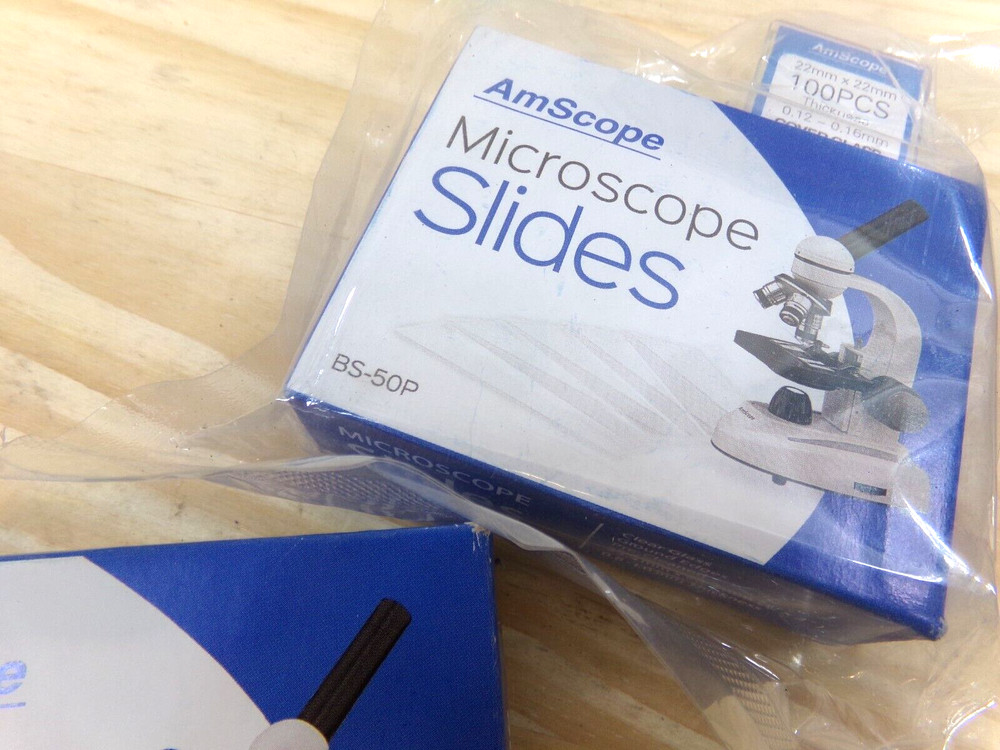 Amscope Microscope Slides BS-50P Clear Glass 2 Boxes - 100 Slides