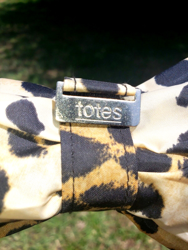 Vintage Totes Leopard Print Large Umbrella Clear Lucite Handle