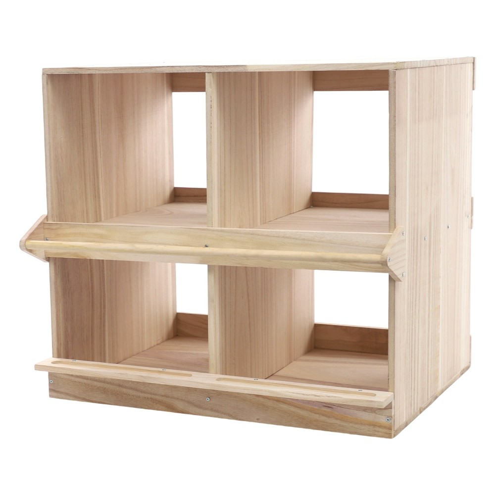 Chicken Nesting Box 4 Compartment Wooden Nesting Boxes for Chickens with Perches
