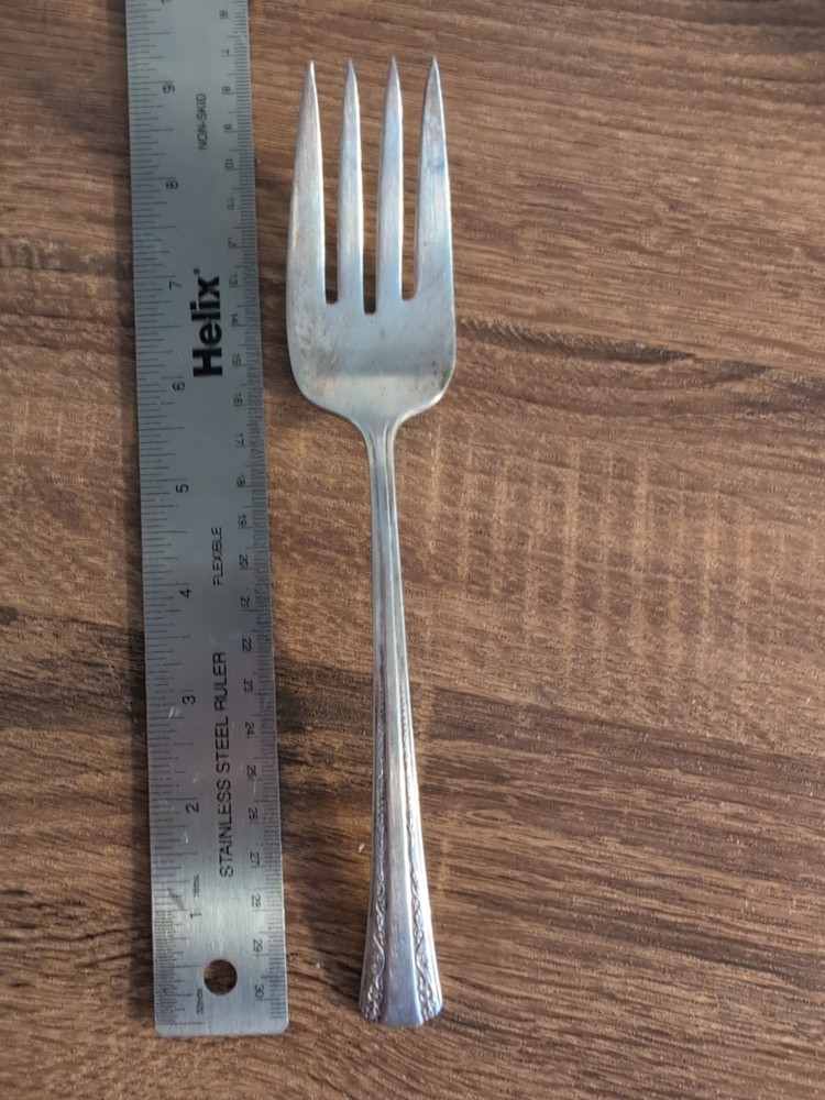 Vtge Fascination Silverplate Cold Meat Serving Fork Floral Scroll Pattern 8.5"