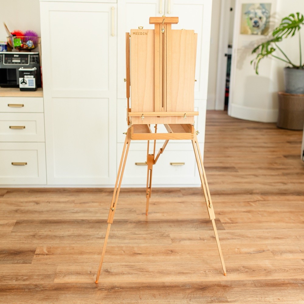 MEEDEN Solid Beech Wood Plein Air French Easel Foldable Spacious Adjustable