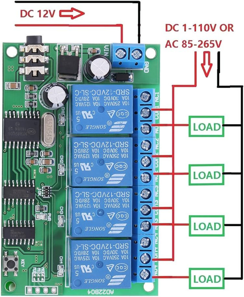 AD22B04 12V 4 Channel DTMF Tone Signal Decoder Relay Phone Remote C