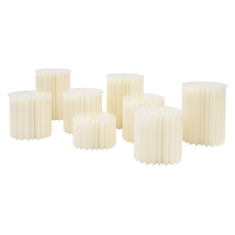 8PCS Milky White Foldable Paper Column Stands for Wedding Decorations