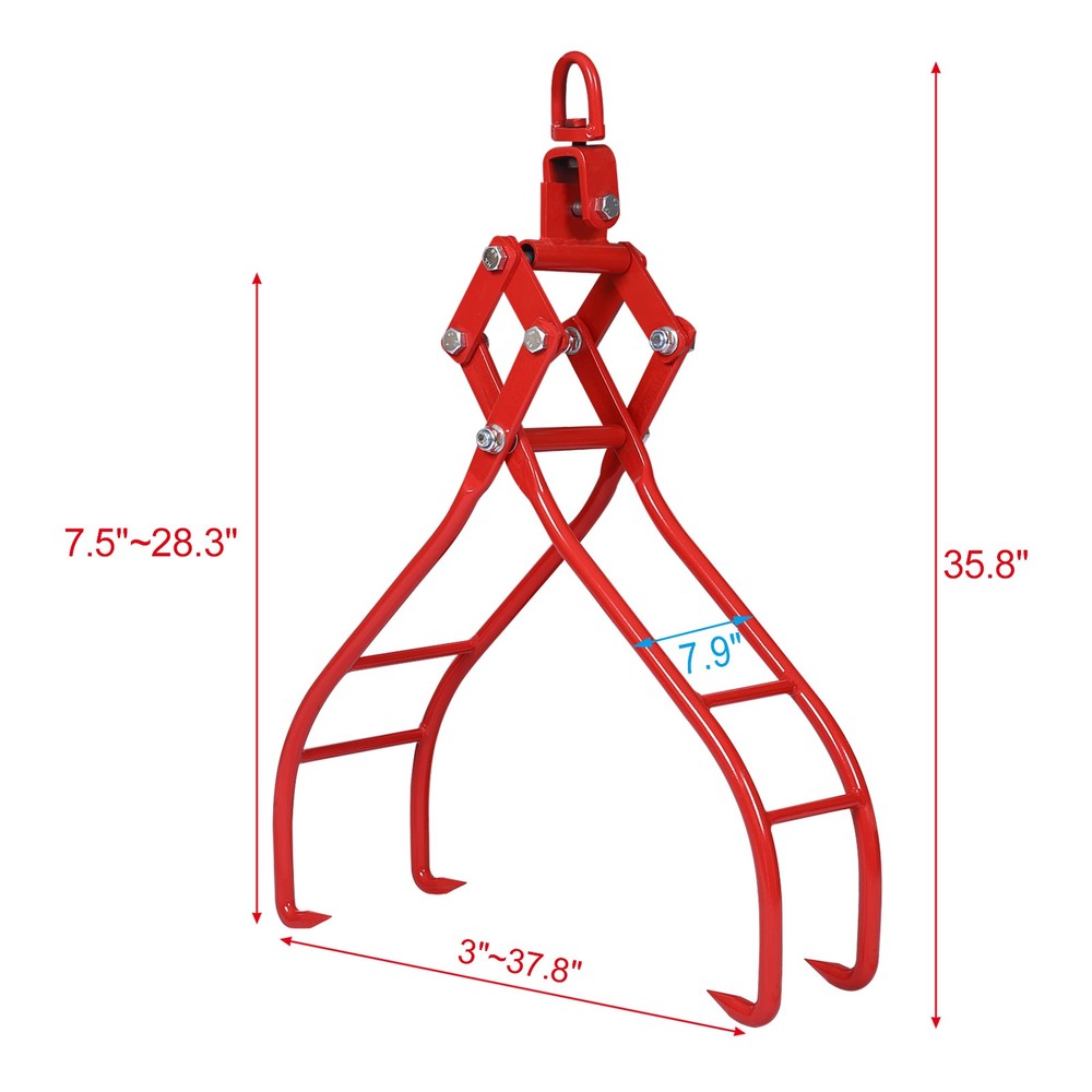 28"3 Claw 3000lbs Log Grapple for Logging Tongs,Eagle Claws Timber Lifting