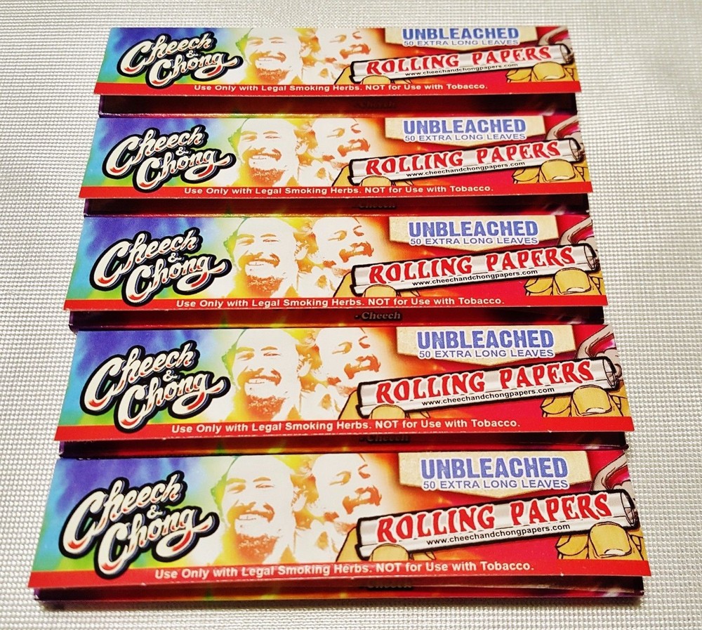 5 Pack High Quality Cheech & Chong Unbleached King Size Papers
