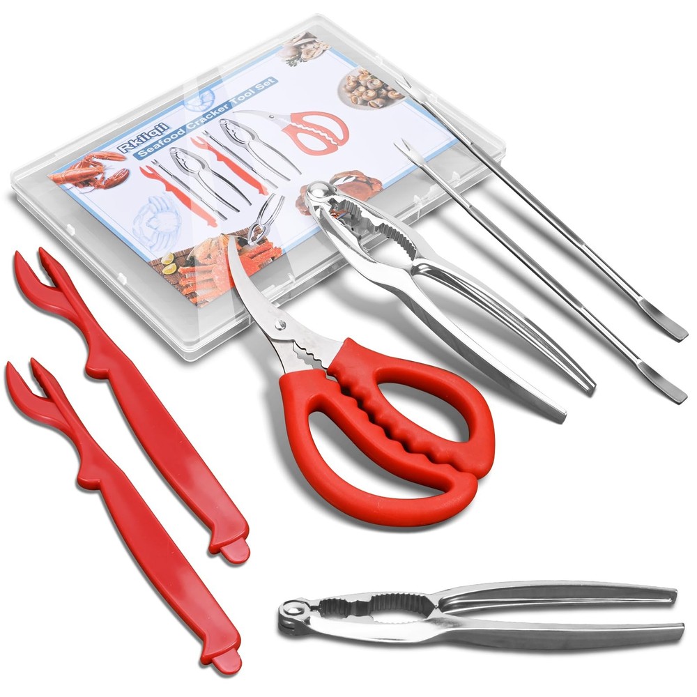 2026 Upgraded 8PCS Seafood Tool Set, Includes 2 Crab Leg universal, 8 Pcs