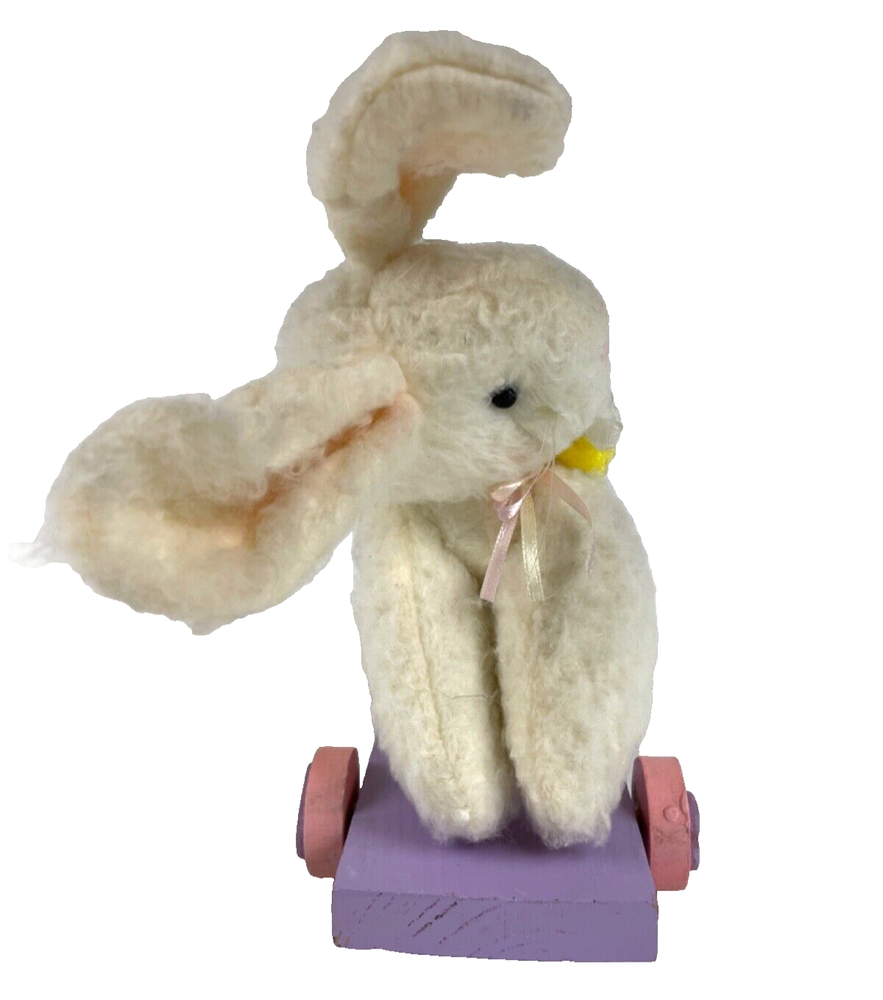 Vintage Plush Rabbit Pull Toy