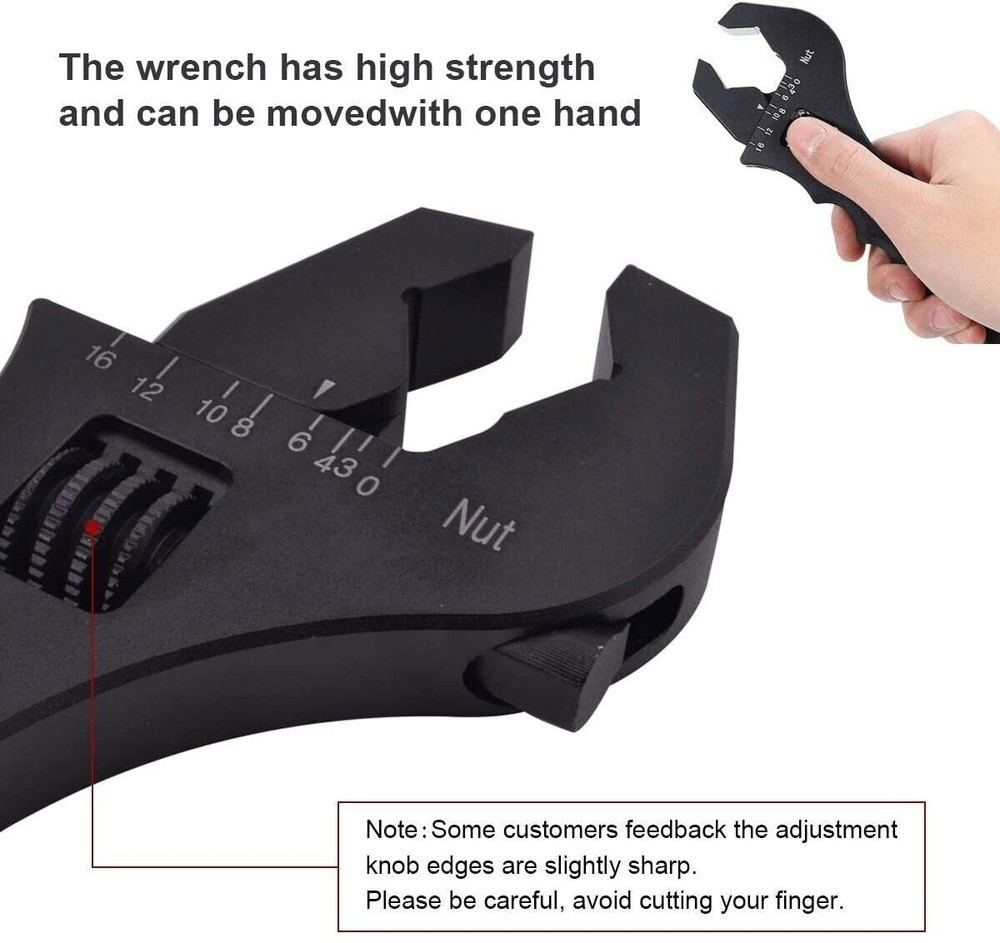 2PCS Adjustable Wrench Aluminum Tool Spanner for Hose End Fitting AN Thishill